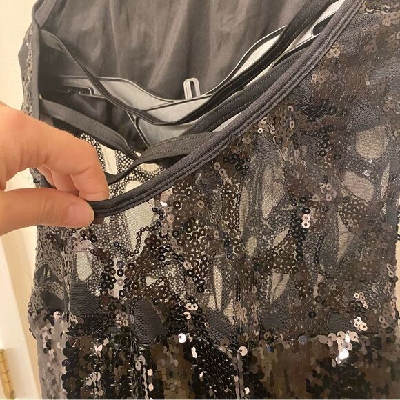 Glamour solo dance costume black sequin bikeatard leotard LA-Large adult - Picture 9 of 14